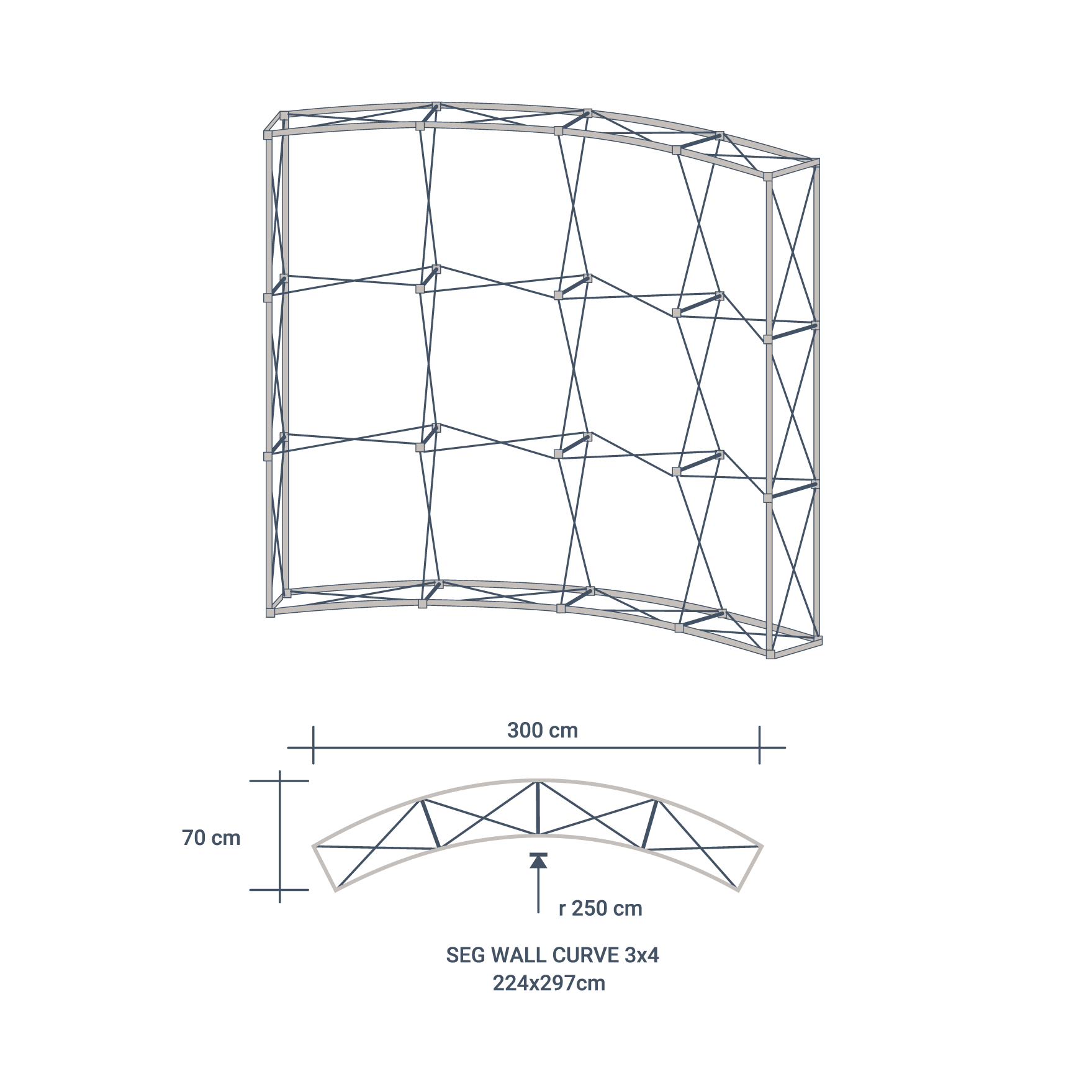Seg Wall Curve 3x4m (224x297cm)